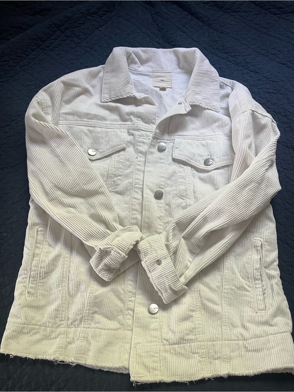White Corduroy Button-Up Jacket